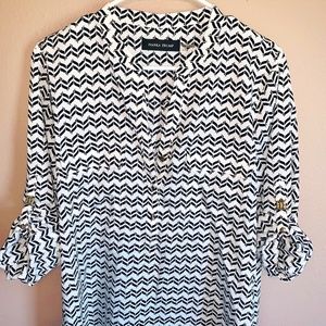 Classy Black and White Ivanka Trump Blouse